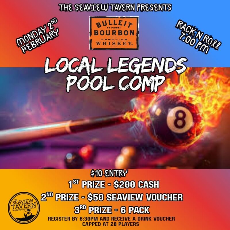 Local legends pool comp February 2026 at the Seaview Tavern Woolgoolga