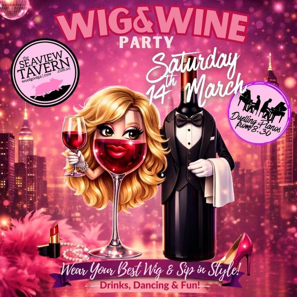 Wig & Wine Party at the Seaview Tavern Woolgoolga