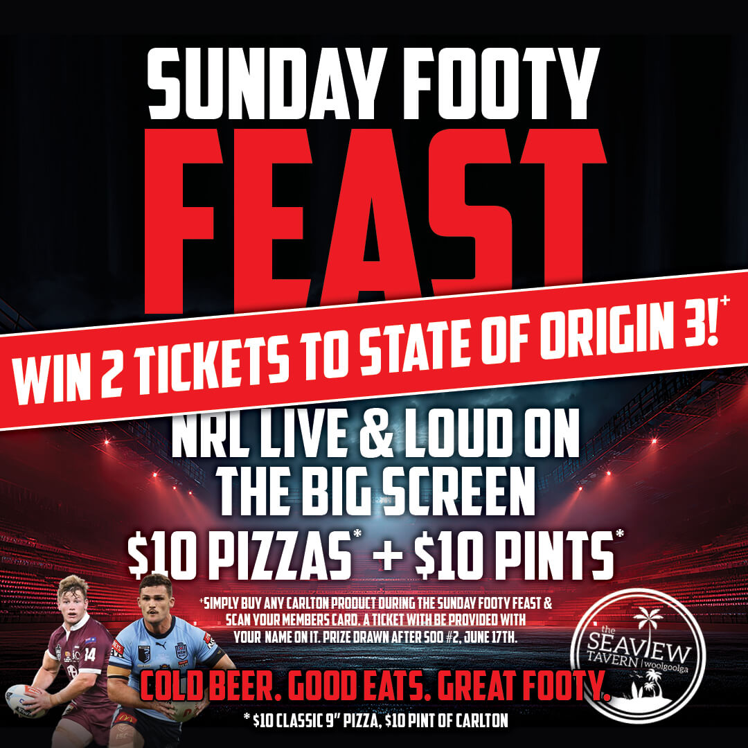 Sunday Footy Feast at the Seaview Tavern Woolgoolga every Sunday