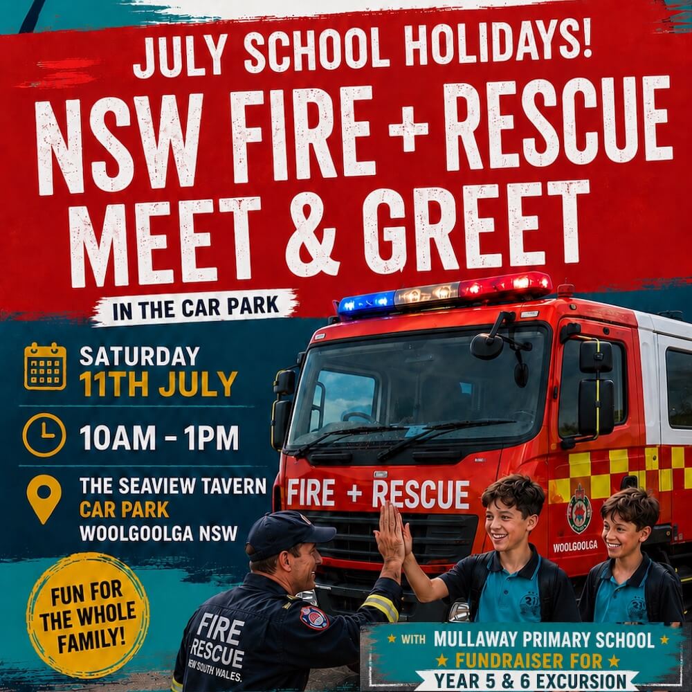 NSW Fire & Rescue school holidays meet and greet with Mullaway Primary School fundraiser