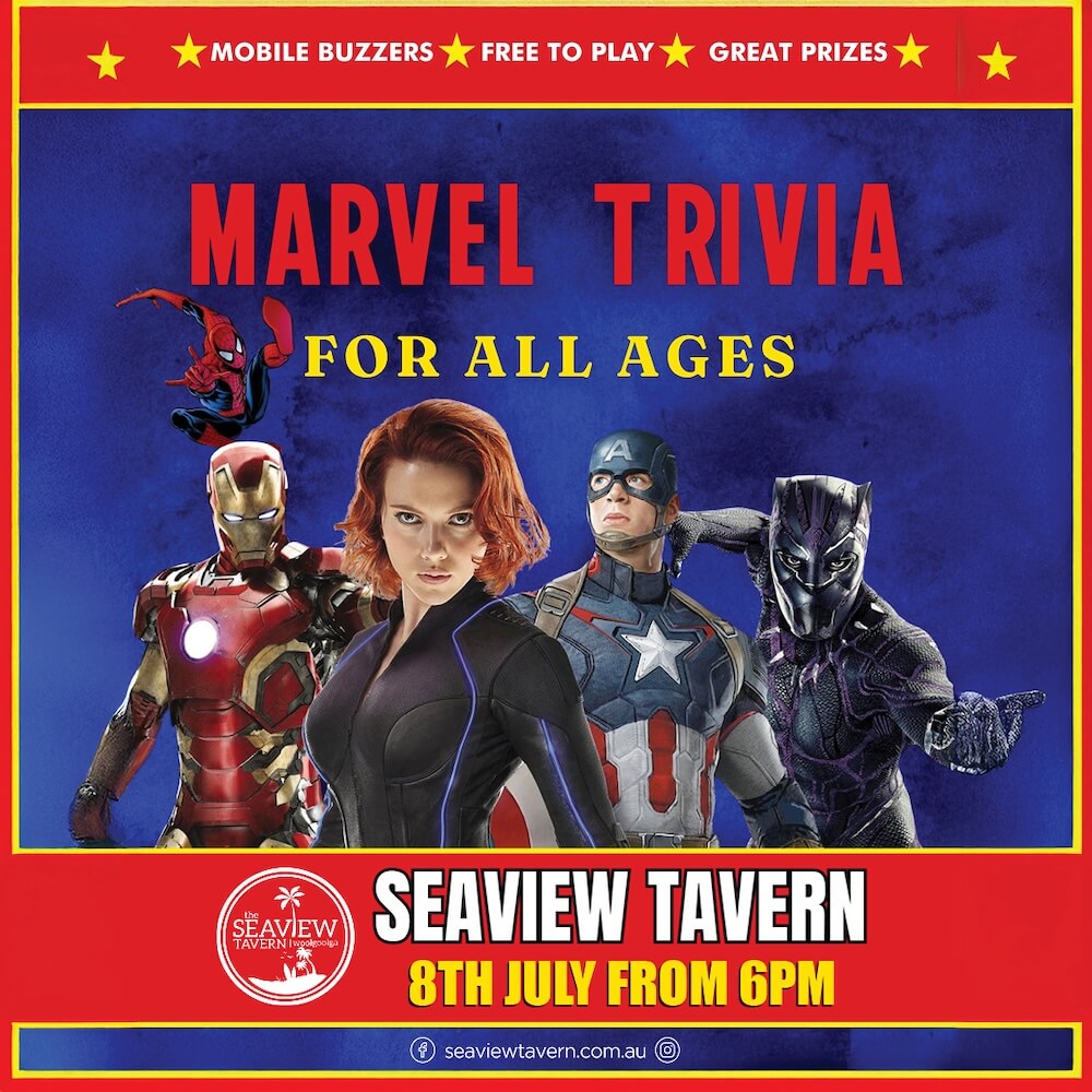 Marvel Trivia for all ages at the Seaview Tavern Woolgoolga this school holidays