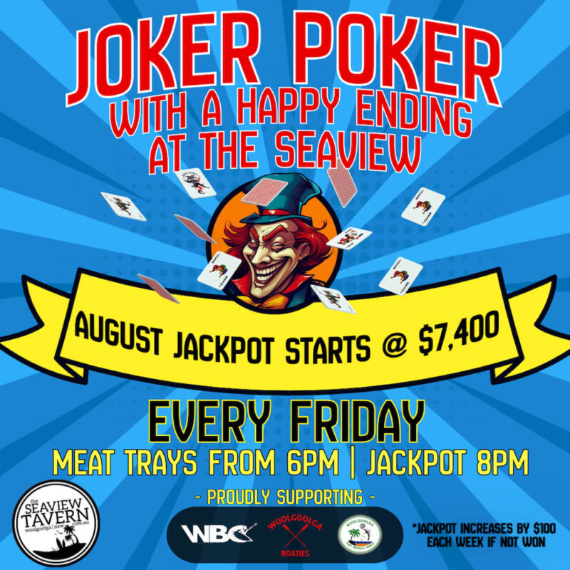 Joker Poker 2026 August Jackpot at the Seaview Tavern Woolgoolga