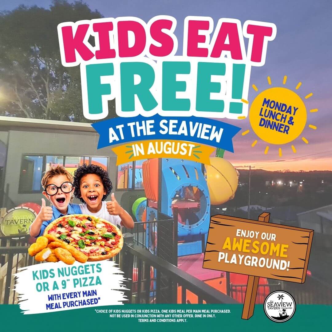 Kids Eat Free at the Seaview Tavern this August every Monday for Lunch and Dinner